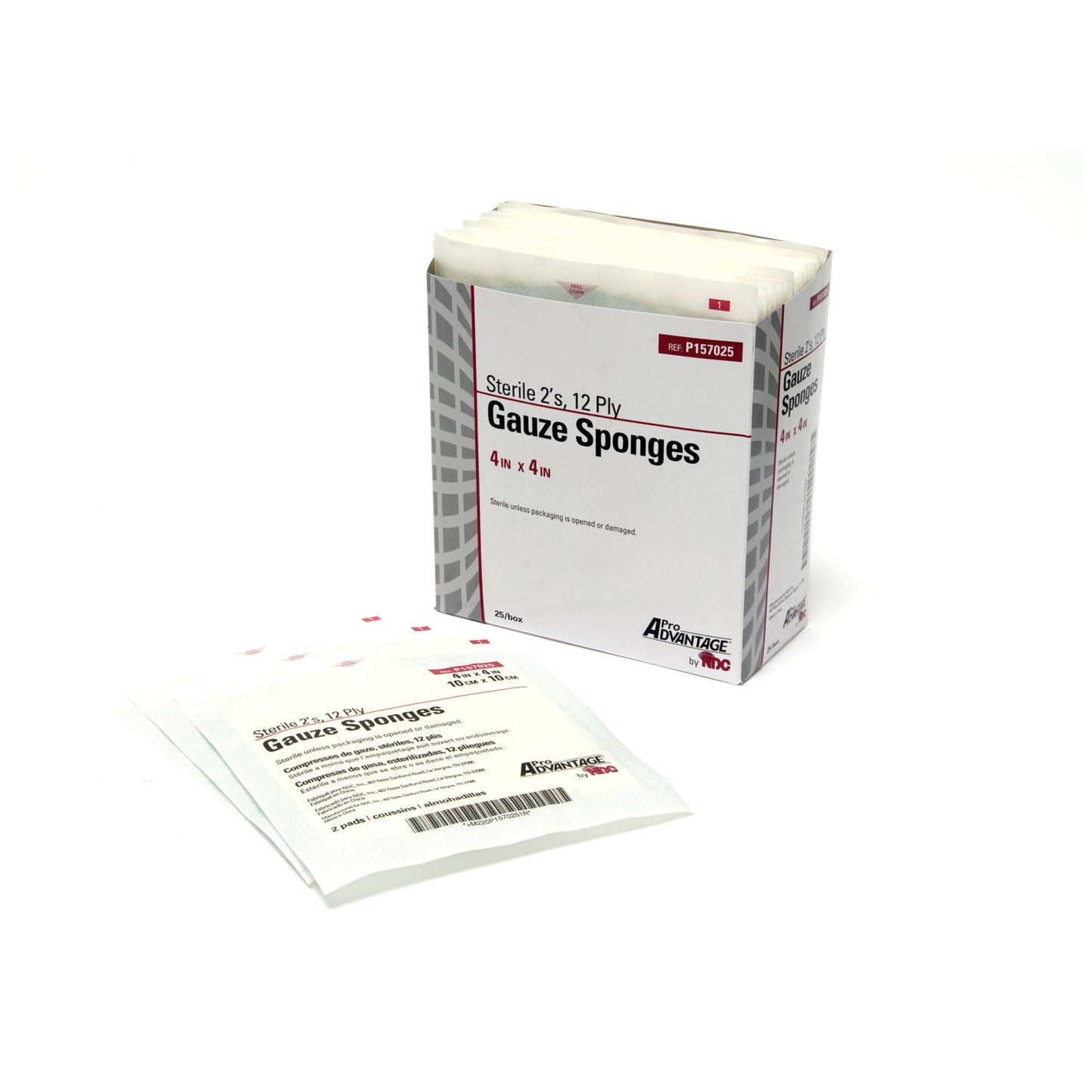 Gauze Sponge, 2s, 4" x 4", 12-Ply, Sterile, 25/tray, 24 tray/cs (50 cs/plt)