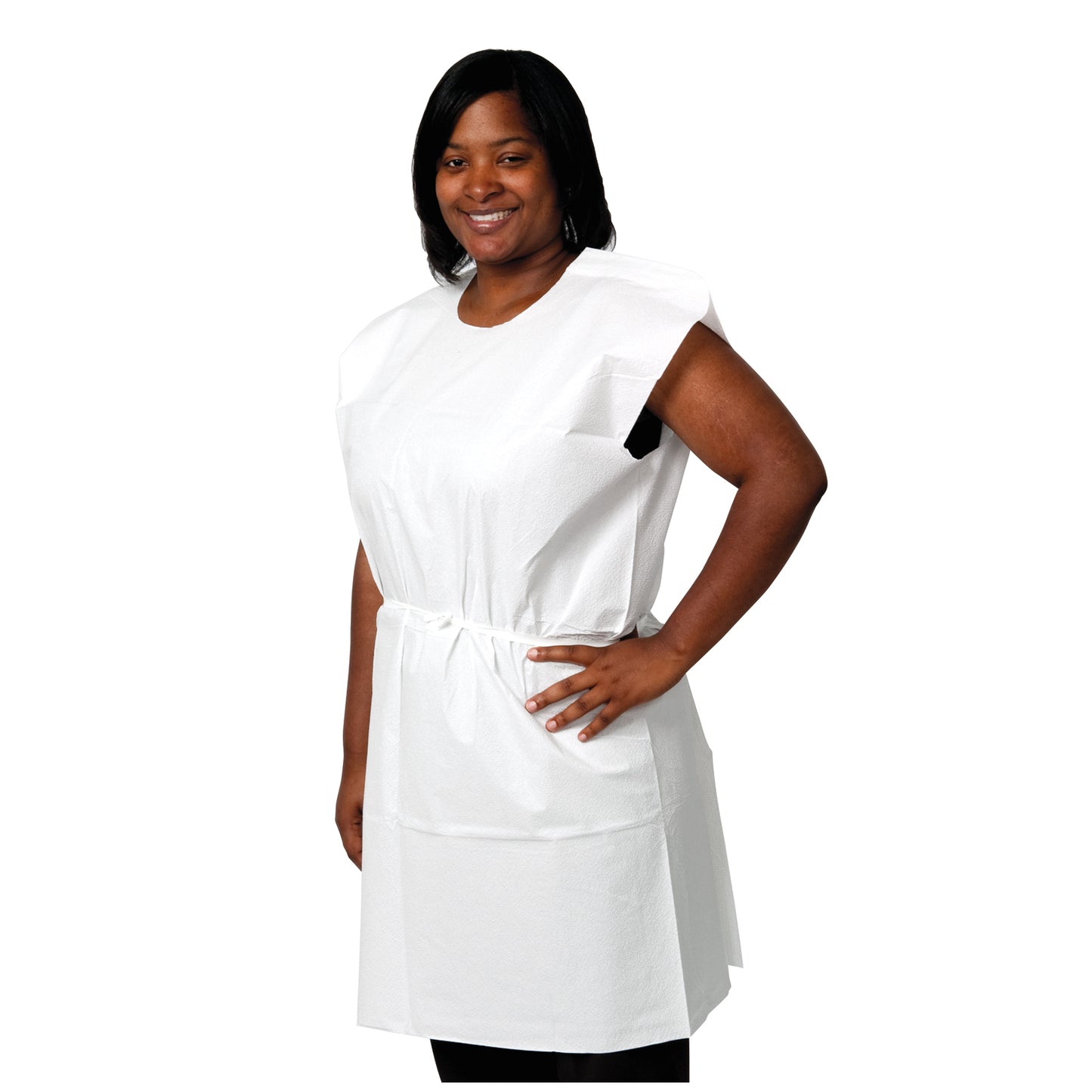 Exam Gown, 3-Ply Tissue, 30" x 42", White, Traditional Front/ Back Opening, 50/cs (50 cs/plt) (020210)