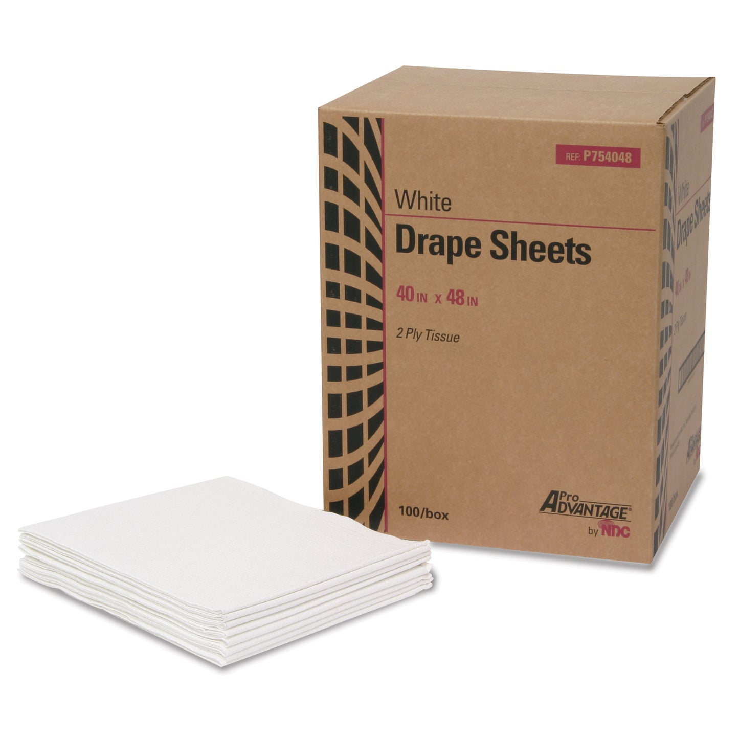 Drape Sheet, 2-Ply, Tissue, 40" x 48", White, 100/cs