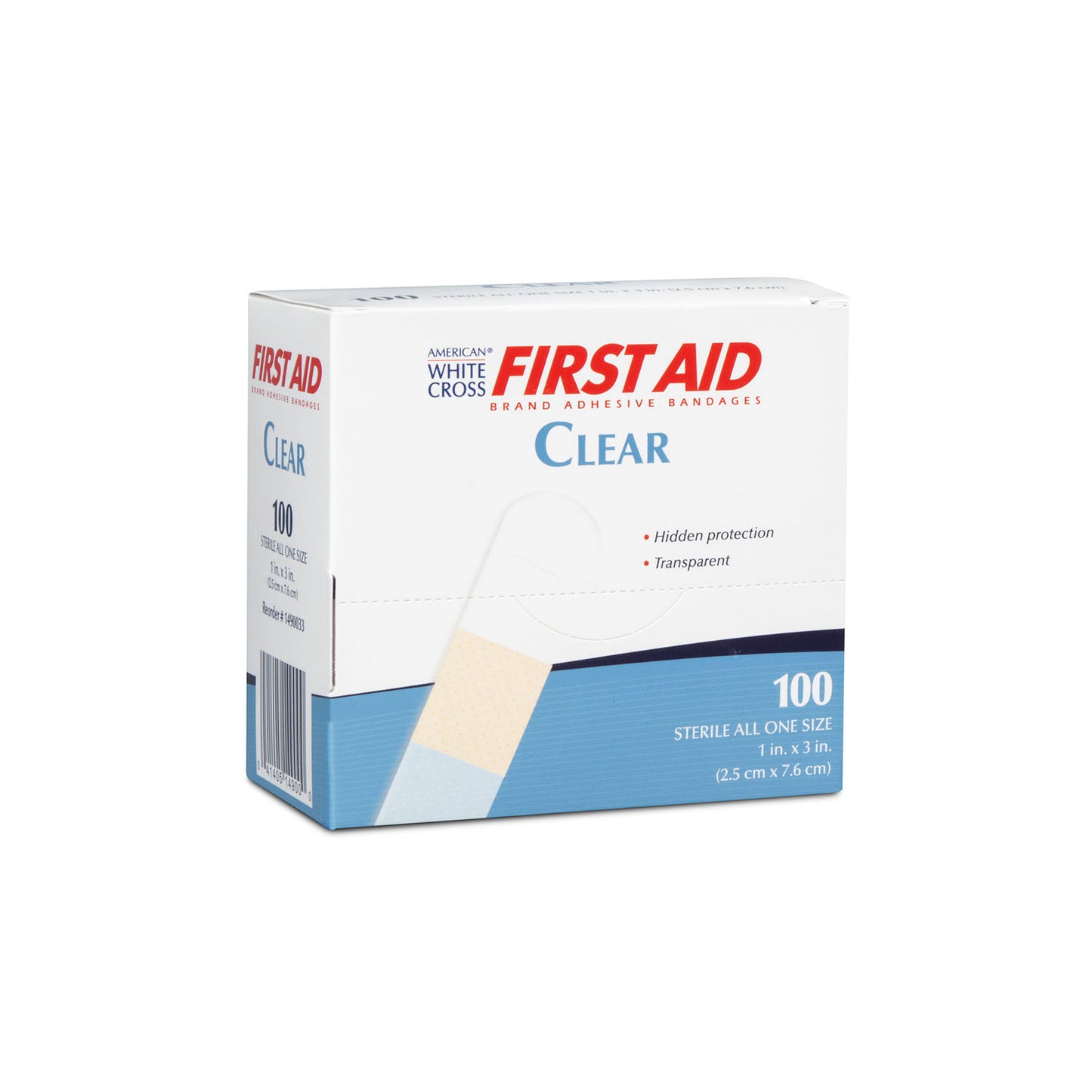 Clear Strip Adhesive Bandage, 1" x 3", 100/bx, 12 bx/cs