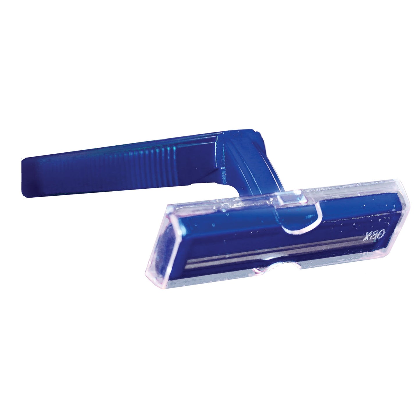Twin Blade Razor, Stainless Steel, Clear Removable Safety Cap, One-Piece Navy Handle, 144/cs
