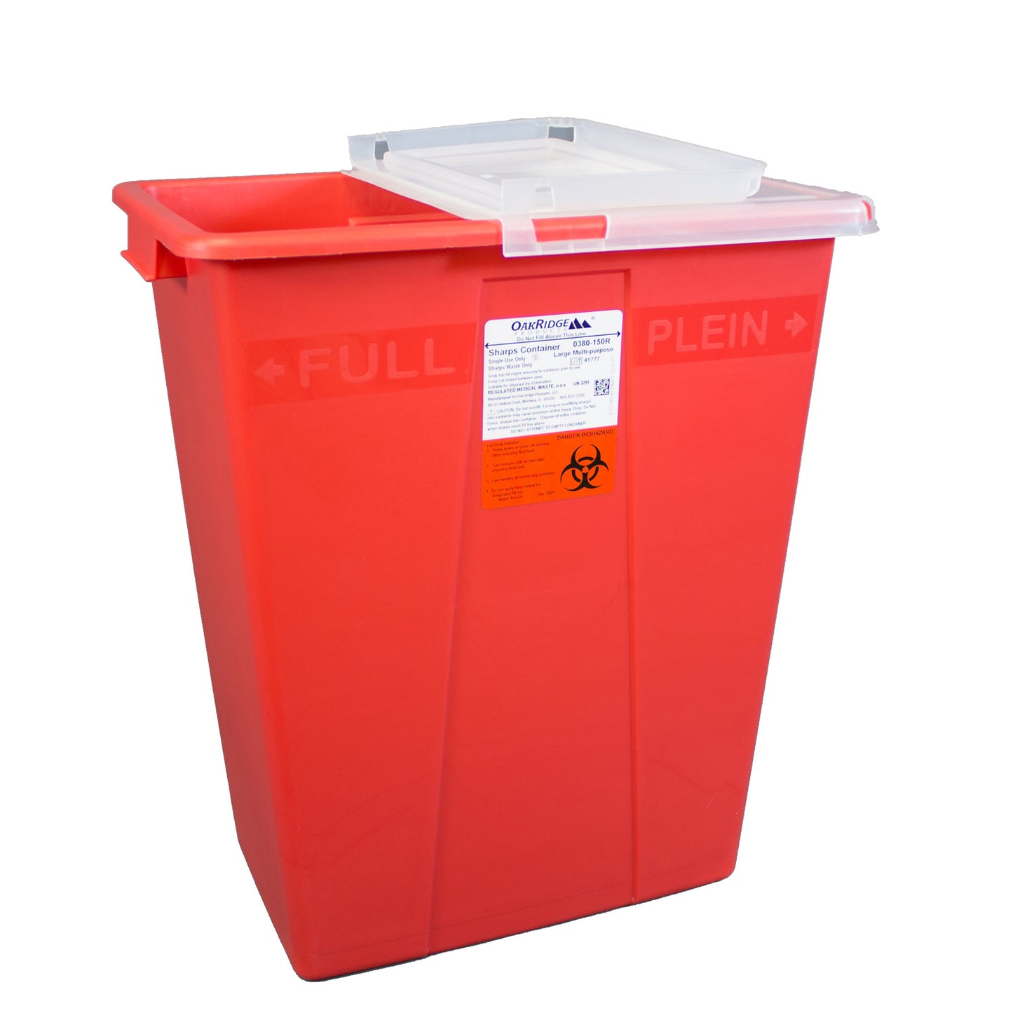 Sharps Container, 8 Gallon, Red Base/ Translucent Rotary Lid, 10/cs