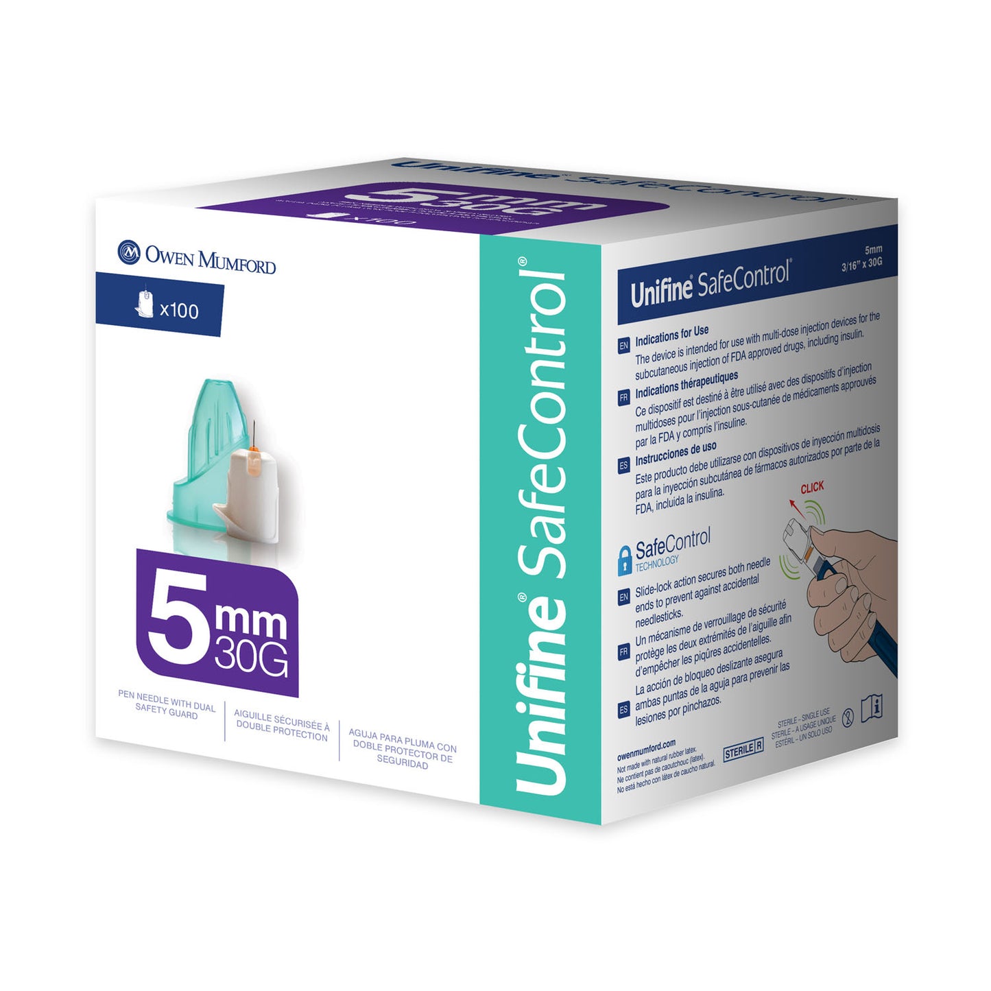 Safety Pen Needles, White w/ Green Cap, 5mmX30g, 100/bx
