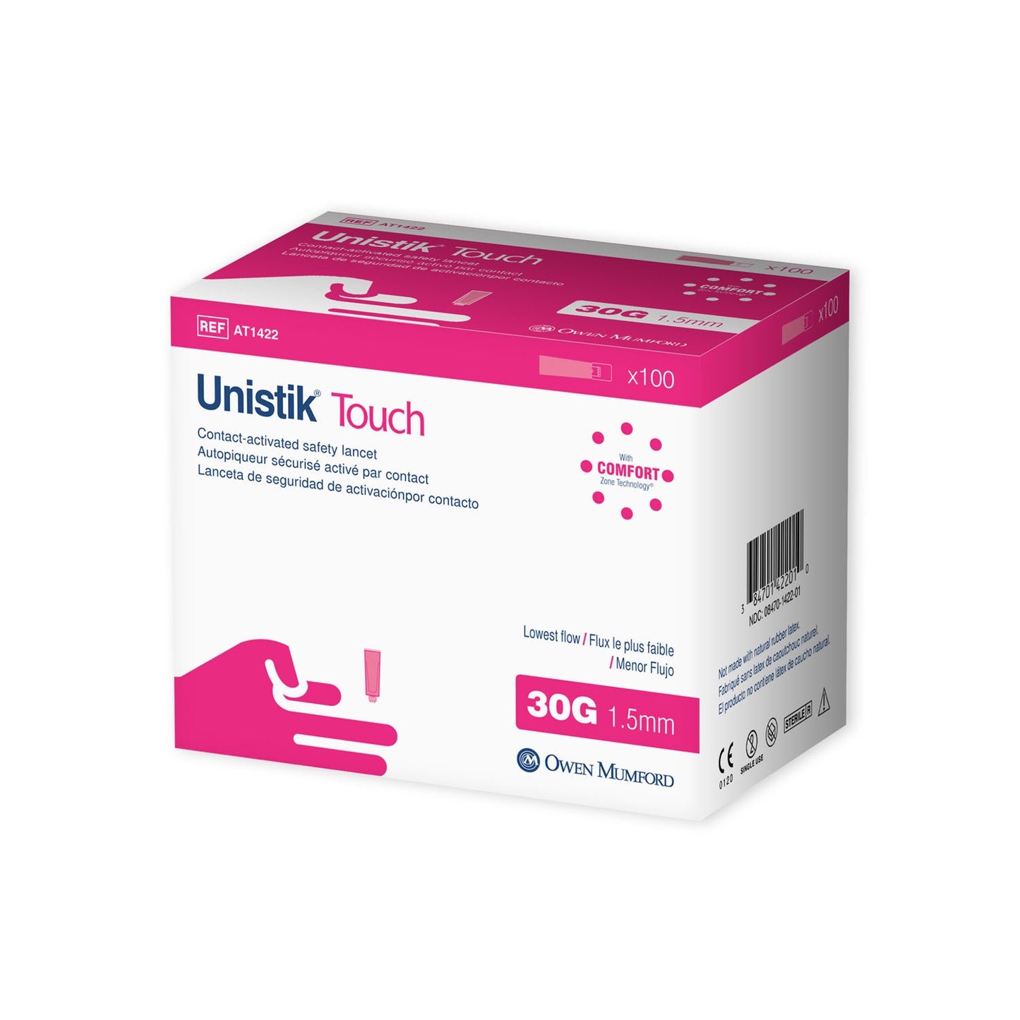 Safety Lancet, Low Flow, 30G x 1.5mm, 100/bx (US & Canada Only)