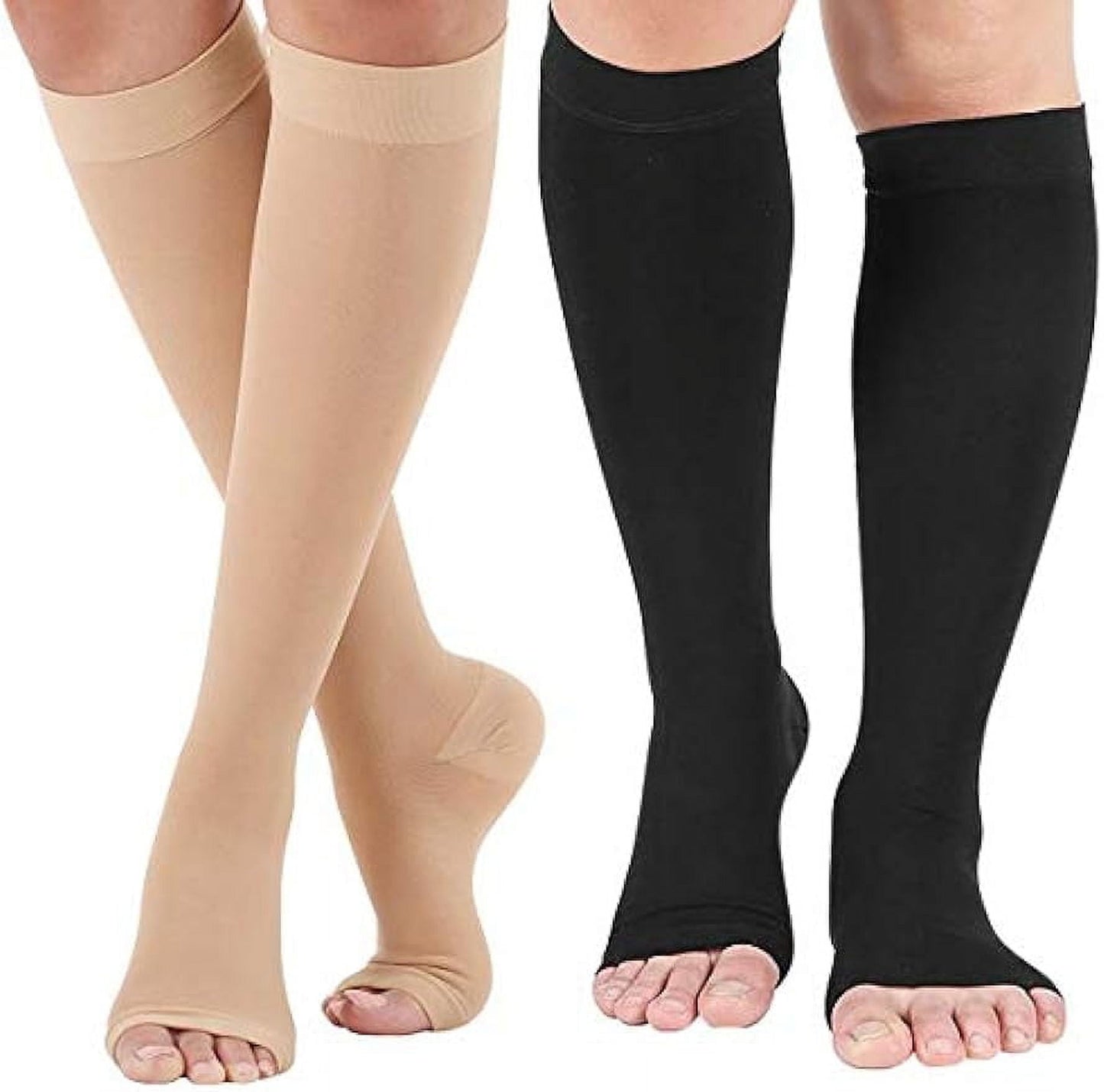 Compression Stocking, Knee Relief, 30-40mmhg, Open Toe, Petite Small, Beige, 1/pr (Continental US Only)