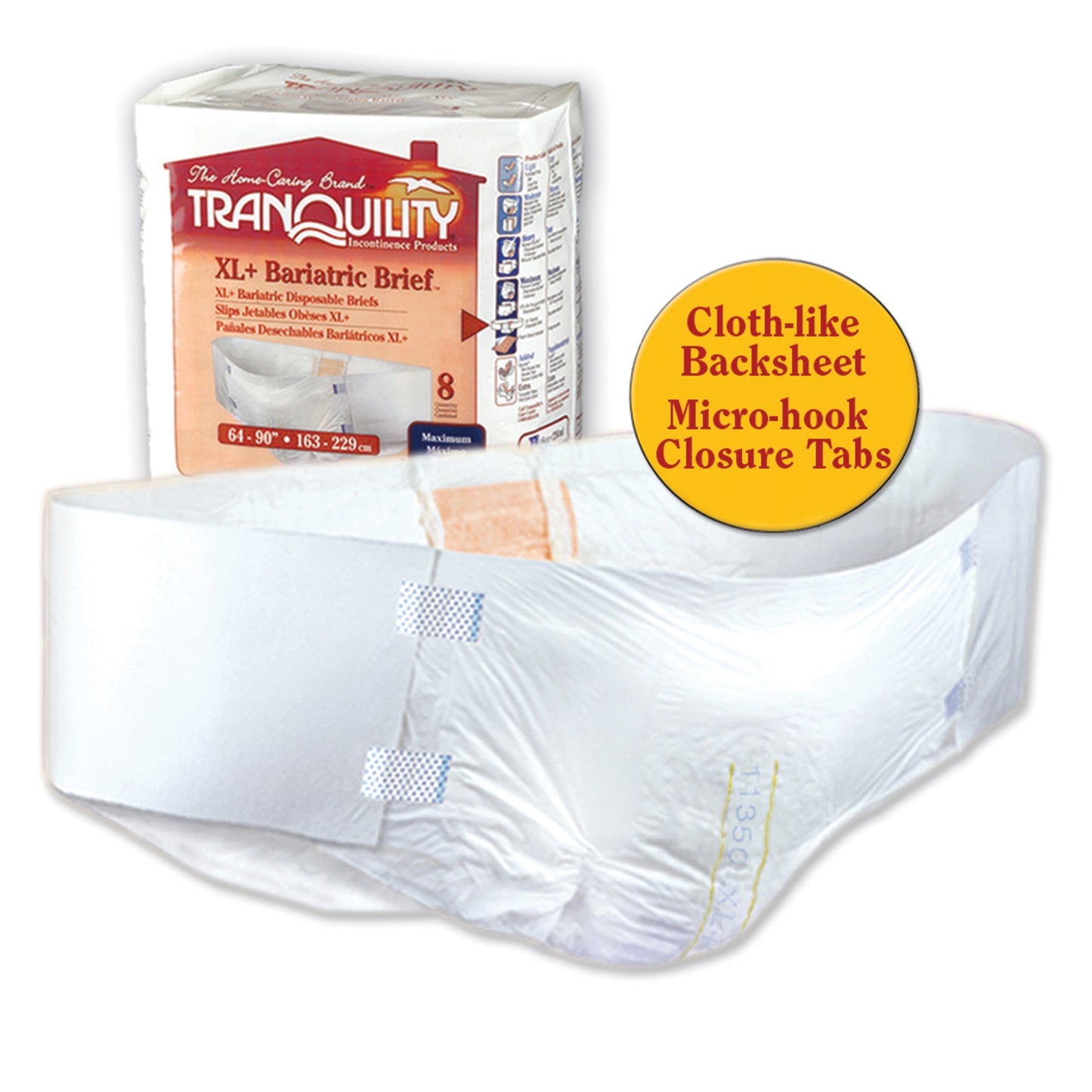 XL+ Bariatric Brief, 64" to 90", 34 fl oz Capacity, 8/pk, 4 pk/cs