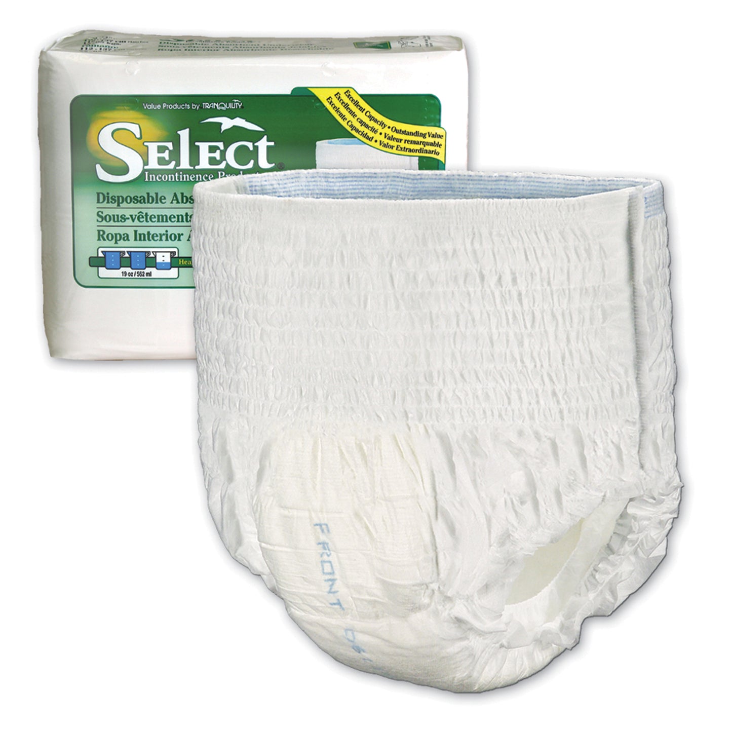 Underwear, X-Large Select DAU, 48"-66", 210-250 lbs, Capacity 19.0 fl oz, 14/bg, 4bg/cs (US Only)