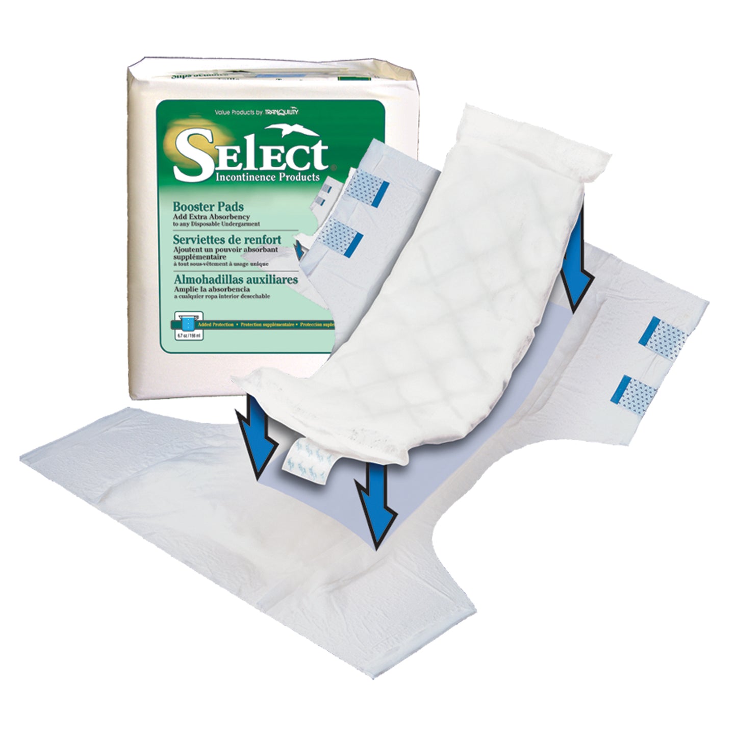 Booster Pad, 12" x 4_", Capacity 6.7 fl oz, 25/bg, 8 bg/cs (US Only)