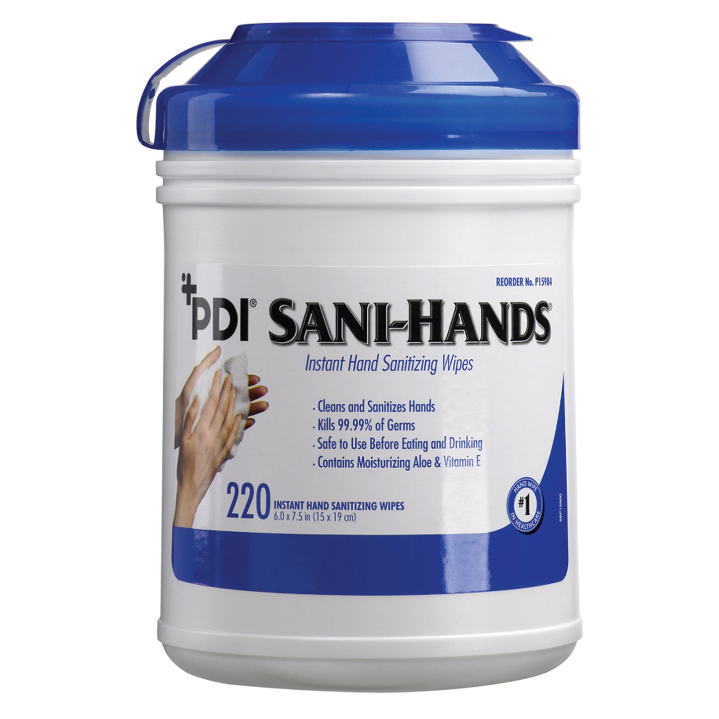 Instant Hand Sanitizing Wipe, Large, 6" x 7_", 220/can, 6 can/cs (50 cs/plt) (US Only) (Item is considered HAZMAT and cannot ship via Air or to AK, GU, HI, MP, PR, VI) (Products cannot be sold on Amazon.com or any other 3rd party site)