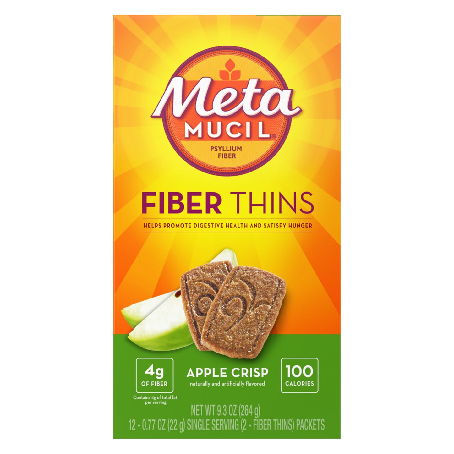 Metamucil Psyllium Fiber, Wafer, Apple Crisp, 12/bx, 4bx/cs
