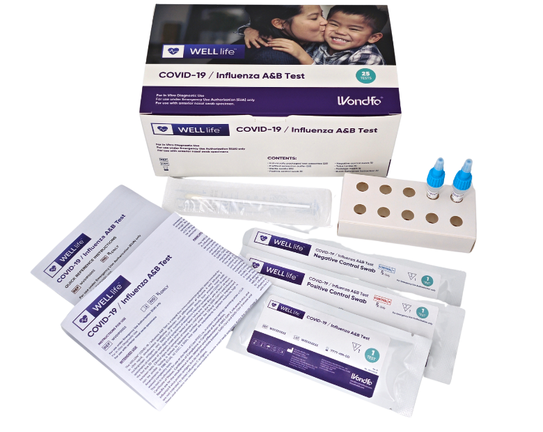 WELLlife COVID-19 & Influenza A & B Rapid Test, 25/bx