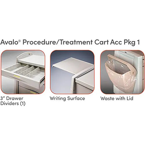 Avalo Medical Accessory Pack 1, Procedure Treatment, Includes: (1) 3" Drawer Diver, (1) Writing Surface and (1) Waste w/ Lid (DROP SHIP ONLY)