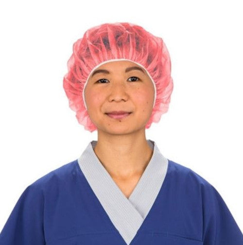 Bouffant Cap, Non-Woven, Spunbond Polypropylene, Red, 24", 100/bx, 4 bx/cs (Continental US Only)