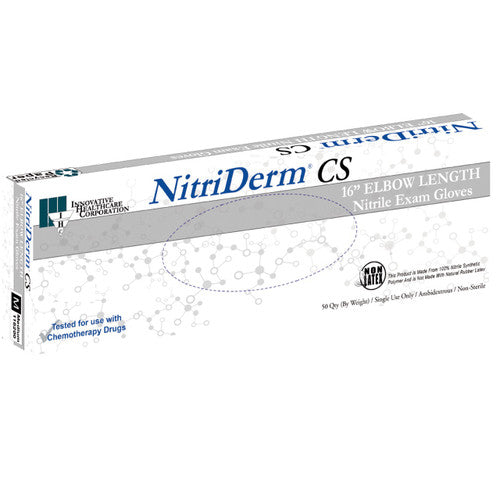 Gloves, Exam, X-Large, Nitrile, Chemo, Non-Sterile, Singles, 16"L Extended Cuff, NFPA Certified, 50/bx, 10 bx/cs