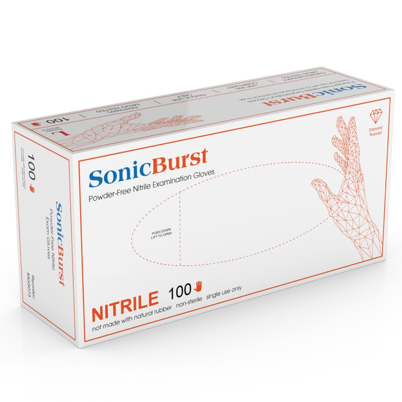 Glove, Powder Free (PF), Latex-Free (LF), Diamond Textured, 6 ML, Small, Orange, 100/bx, 10 bx/cs