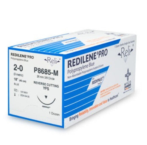 Suture, 2-0, Redilene, Blue, Monofilament, 18", YFS, 12/bx (US Only)