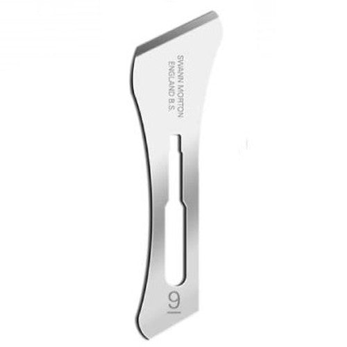 Blade, Swann Morton, Carbon Steel, Size 9, Non-Sterile, 5/pk, 20 pk/bx (DROP SHIP ONLY)