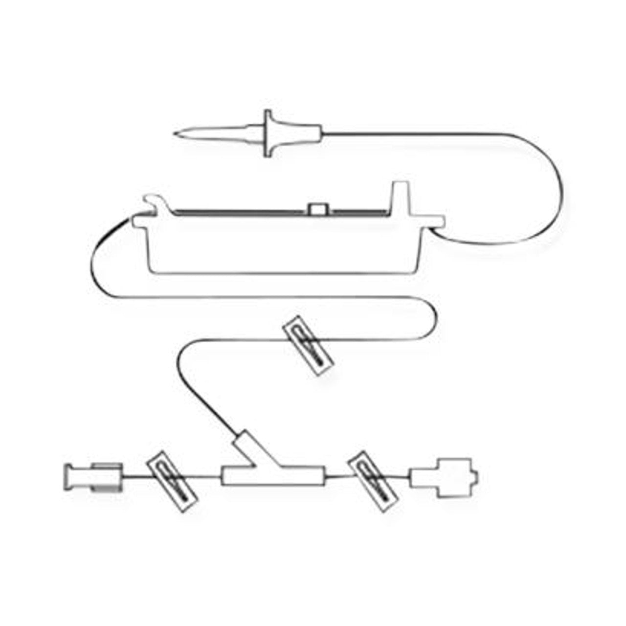 CADD Adminstration Set with Bag Spike, Flow Stop, Y-Extension, One-Way Checkvalve with Female Luer, One-Way Checkvalve with Male Luer, and Clamps, DEHP-Free, 108" with 3" Pigtail, 4.2ml PV, 12/bx (US Only)