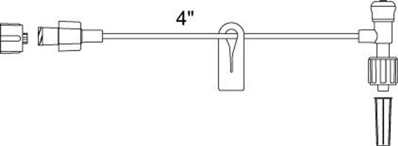 Extension Set, T-Connector, 0.3ml PV, 5", Small Bore Tubing, Injection Site, Slide Clamp, Swivel Male Luer Lock Connector, 50/cs (US Only)