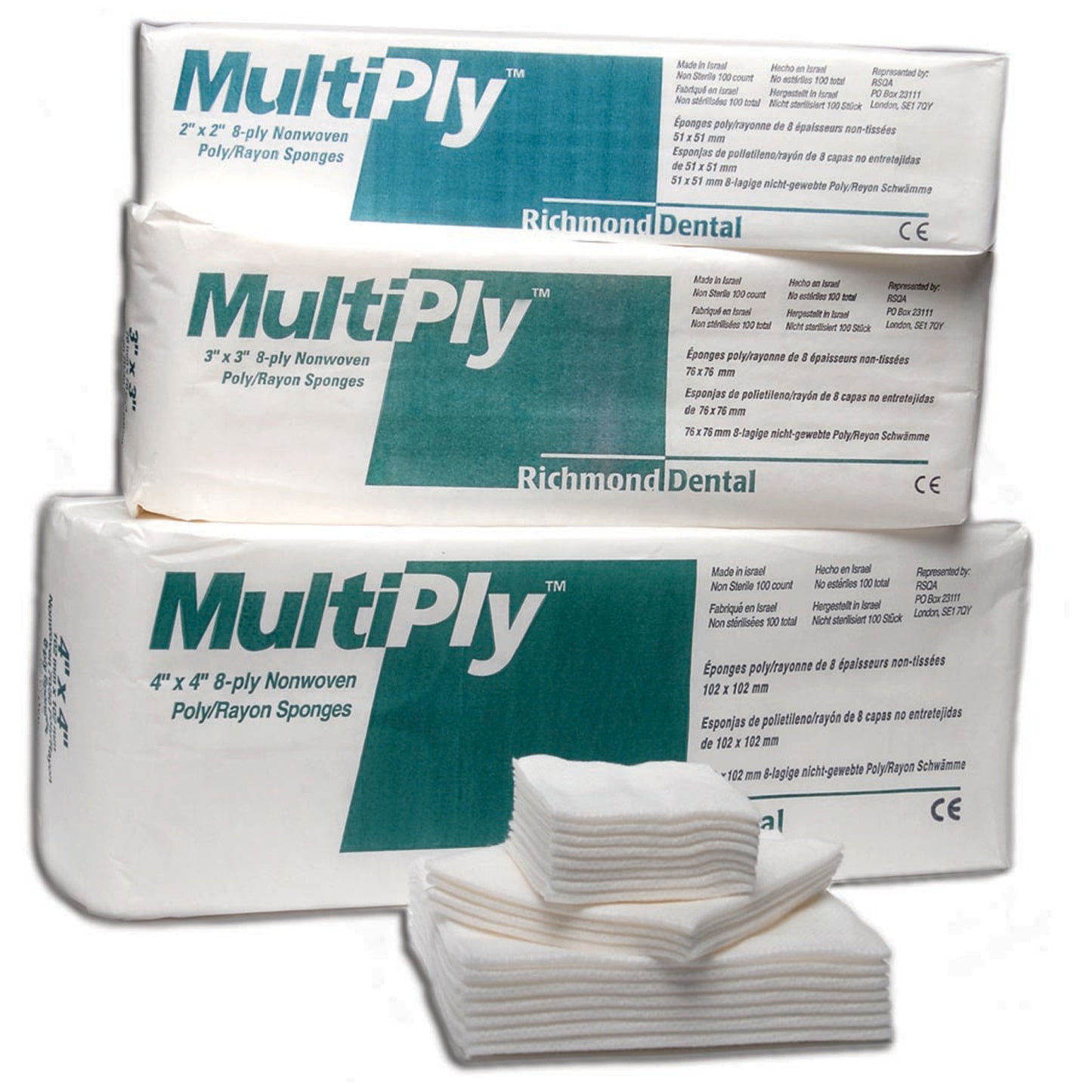 MultiPly Non-Woven Rayon/ Poly Sponge, 2" x 2", 8-Ply, Non-Sterile, 100/slv, 30 slv/cs