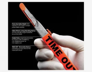 Non-Weighted Safety Scalpel, #3 Handle with #10 Blade, Orange Shield, TIME OUT Sleeve, Sterile, 12/bx, 8 bx/cs (US Only)