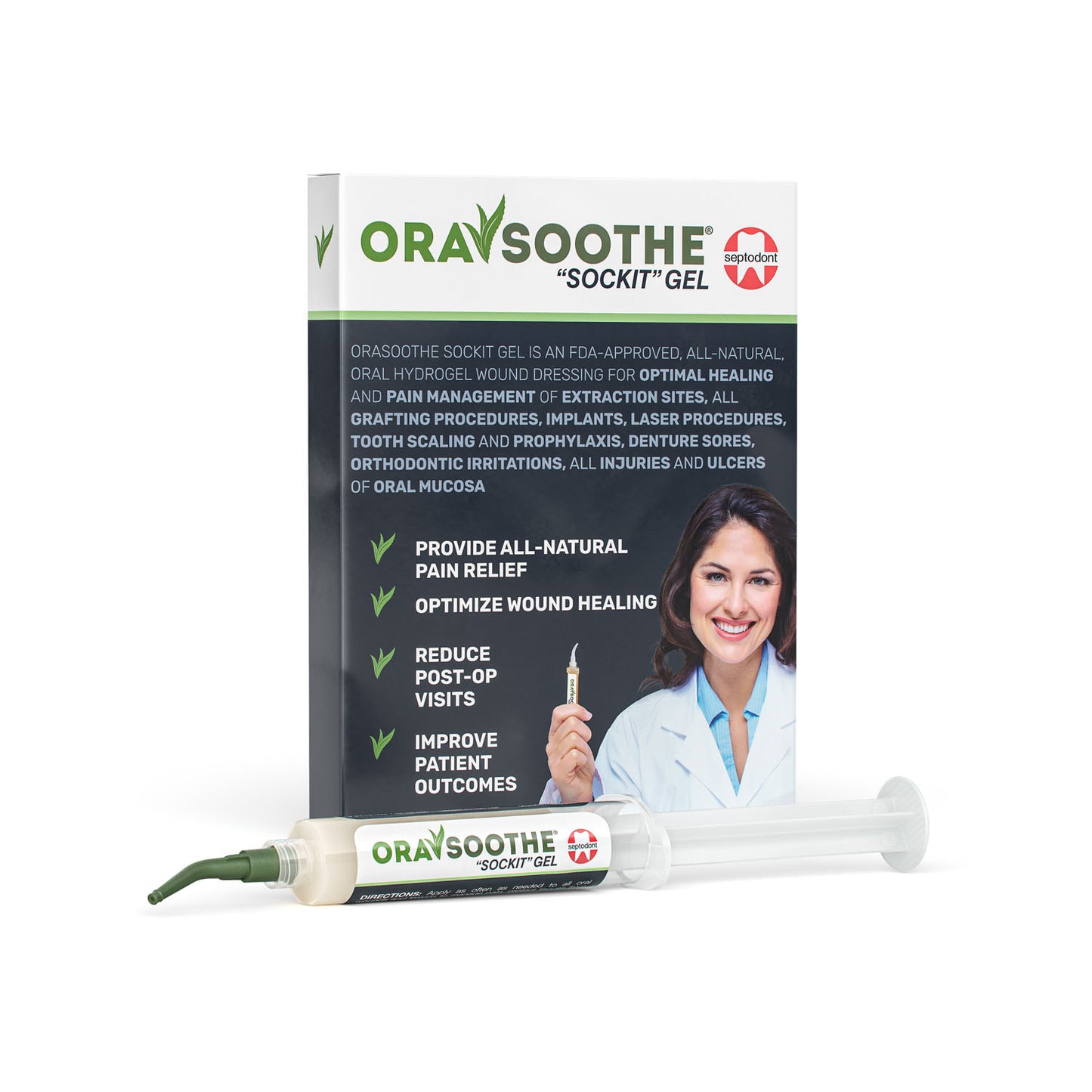 OraSoothe SockIt! Gel, 10g Syringe, 5 Patient Instructions, 1 Doctor Instruction, 5 syringes/pk (For Sale in US Only)