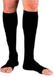 Compression Hose, Knee High, 20-30 mmHG, Open Toe, Black, X-Large (Continental US Only)