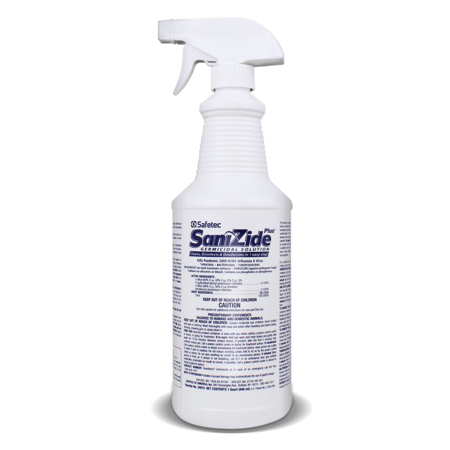 SaniZide Plus, 16 oz. Bottle with Sprayer, 12/cs (Not Available for Sale into Canada)