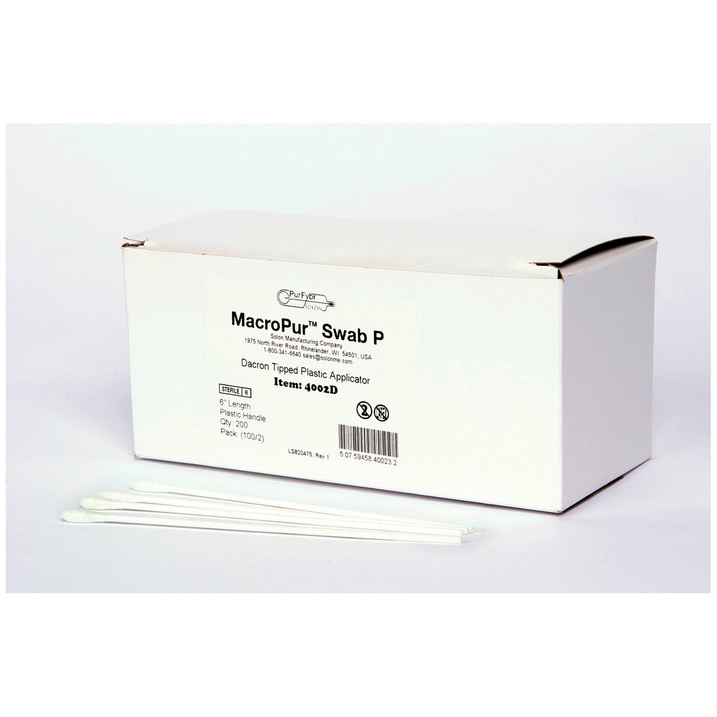 Plastic Shaft Collection Swab, 6"L, Sterile, 2/pk, 100 pk/bx, 10 bx/cs