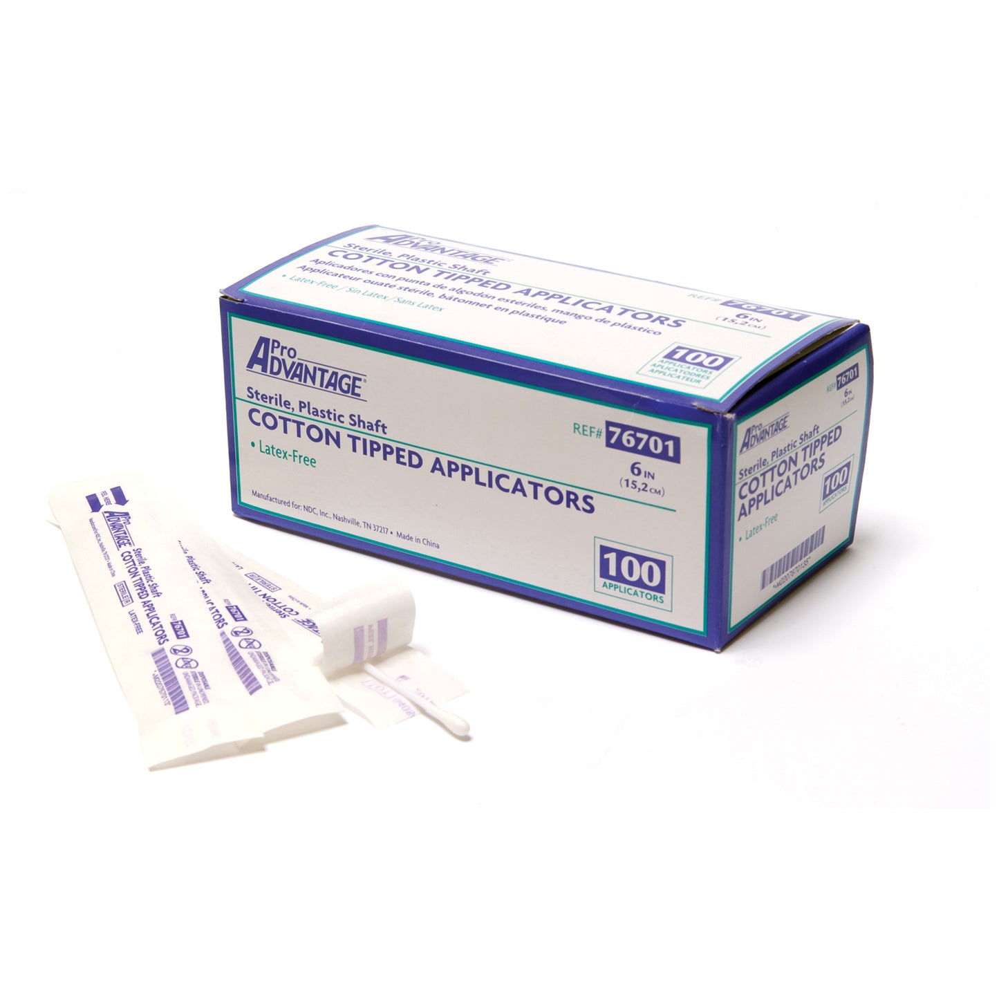 Cotton-Tipped Applicator, 6" x 1/10", Plastic Shaft, Sterile, 1/pk, 100 pk/bx, 10 bx/cs