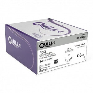PDO Suture, Diamond Point, Size 2-0, 14cm x 14cm, 18mm, 3/8 Circle, 12/bx