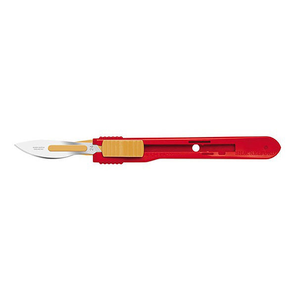 Safety Scalpels, Swann Morton, Stainless Steel, Red Handle, Size 24, Disposable, Sterile, 25/bx (DROP SHIP ONLY)