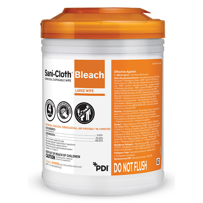 Bleach Germicidal Disposable Wipe, Clinical Size, 6" x 5", 160/can, 12 can/cs (30 cs/plt) (Minimum Expiry Lead is 90 days) (US Only) (Products cannot be sold on Amazon.com or any other 3rd party site)