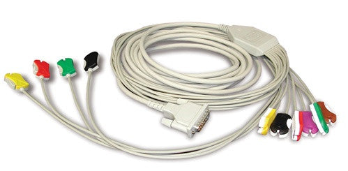 Stress Patient Cable, Schiller, 10-Lead with Clip Type Plugs, AHA, AT-110, AT-102, AT-10 Plus, AT-10, AT-60, CS-200, CS-100 & AT-104 (Not Available for Sale into Canada) (DROP SHIP ONLY) ($100 Minimum Order Requirement or customer will be charged $30 min order fee)