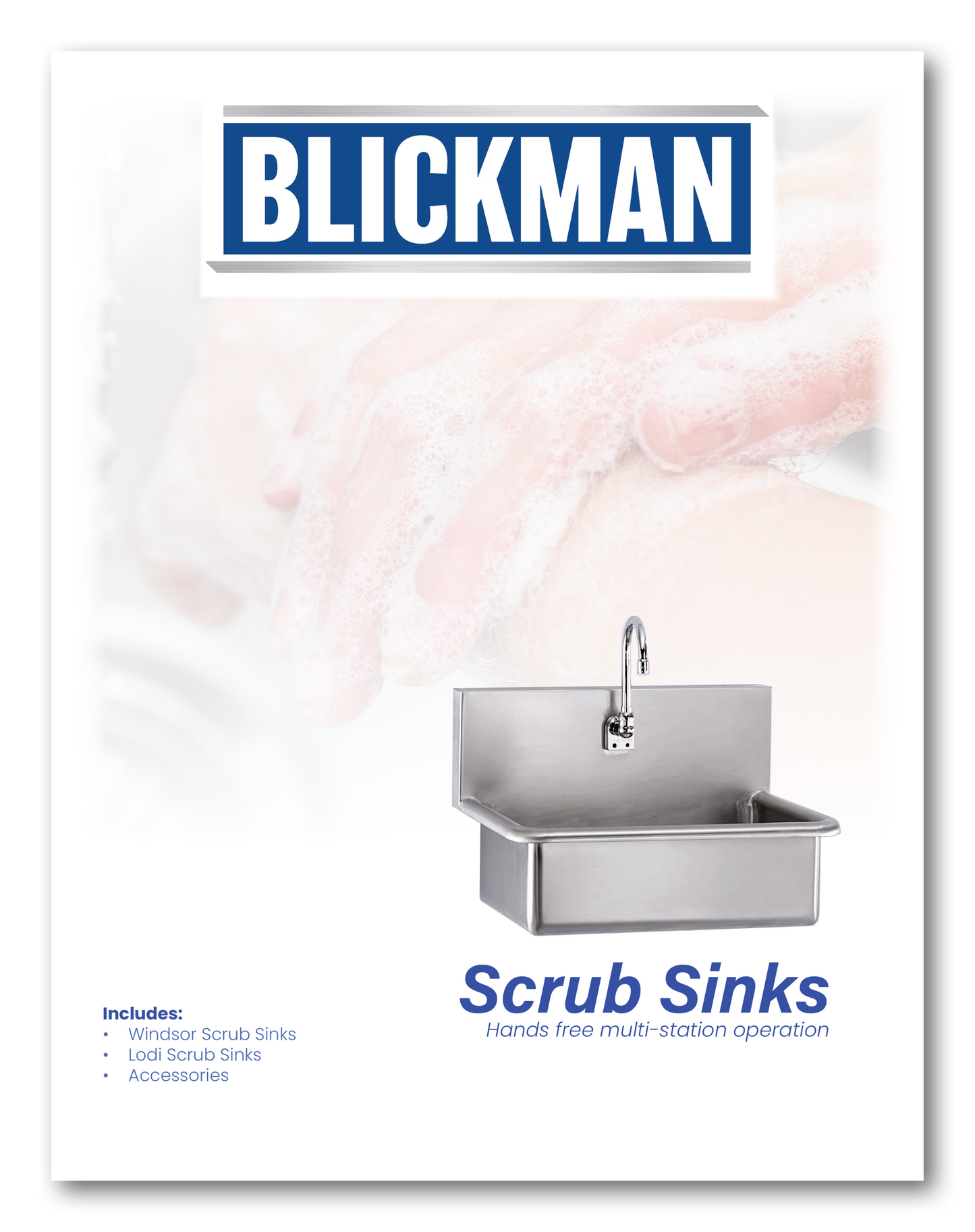 Windsor Scrub Sink, (3) Place, Elbow Action Control (DROP SHIP ONLY)