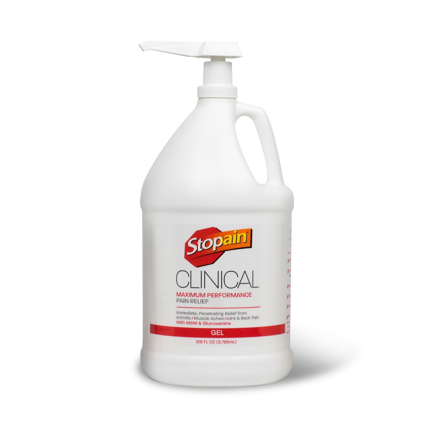 Stopain Clinical Gel, 1 Gallon (128 fl. oz.) Pump, 4/cs (US SALES ONLY) (For resale to Healthcare Professionals only. Prices should only be viewable when a healthcare professional is logged in to an account on a dealers website.Products cannot be sold to retail stores or online retailers such as Amazon, Walmart,eBay, Alibaba, etc.) (Item is considered HAZMAT and cannot ship via Air or to AK, GU, HI, MP, PR, VI)