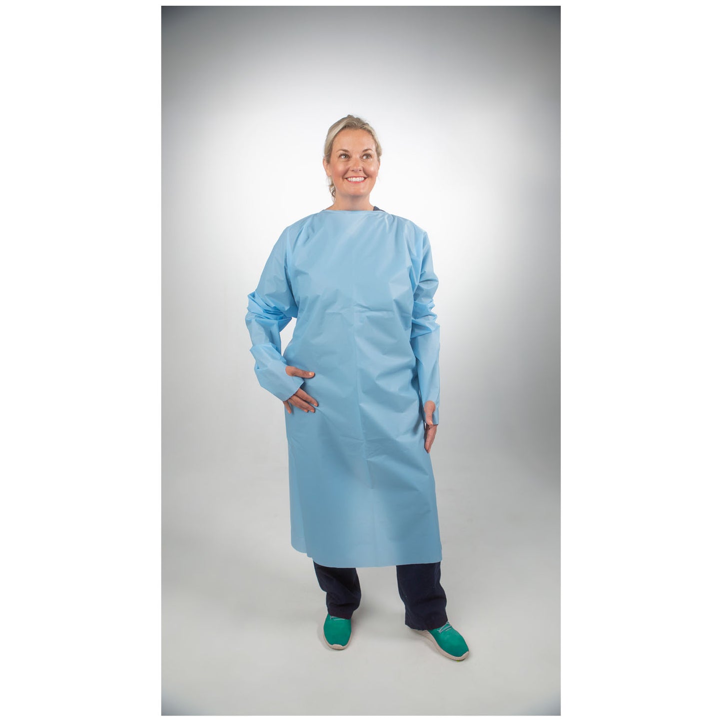 Protective Gown, 80" x 45", Over-the-Head, Poly, AAMI Level 2, 75/cs