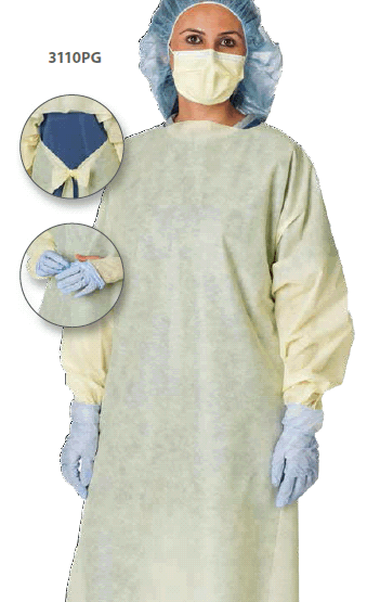 Protective Gown, Medium Weight, Over-the-Head, Yellow, X-Large, 10/pk, 10 pk/cs (Continental US Only) (On Vendor Allocation - Availibility May Be Limited)