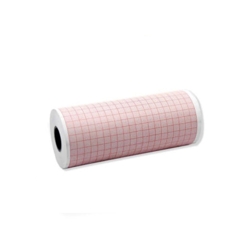 Premium Grade ECG Paper, GE Marquette 9402-061; Q Hole, Blank Header, Red Grid, 10 pd/cs
