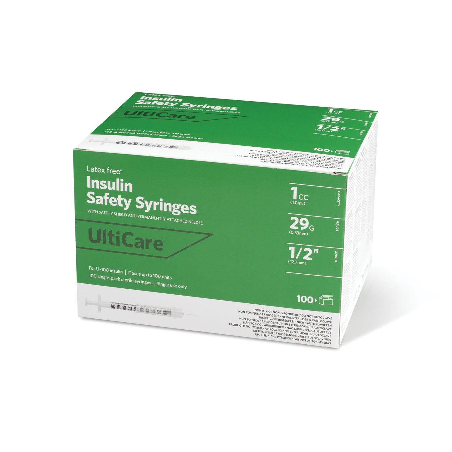 Insulin Syringe, Fixed Needle, 1cc, 29G x _", 100/bx
