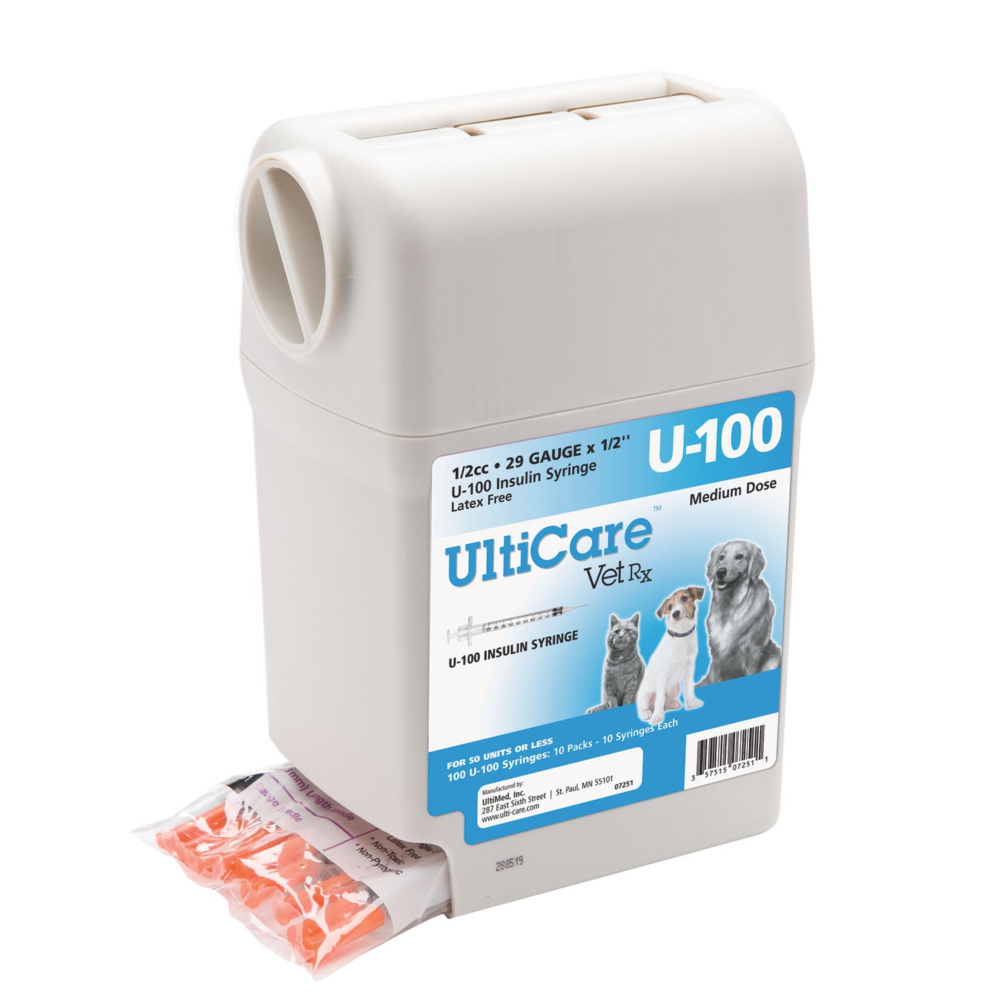 UltiGuard U-100 Syringe Dispenser, 29G x _", 1/2cc, 100/bx