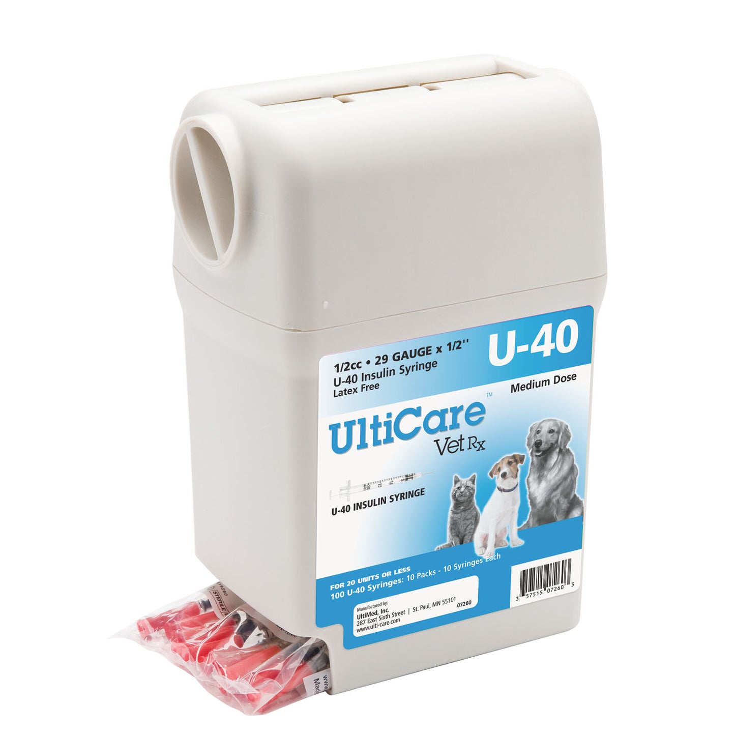UltiGuard U-40 Syringe Dispenser, 29G x _", 1/2cc, 100/bx