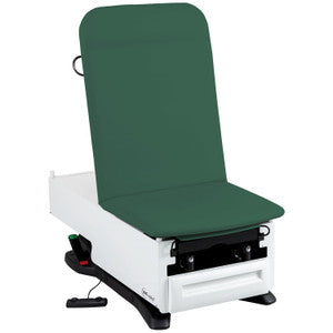 Exam Table, 3003-500-105 with Premium Upholstery, Pneumatic Backrest, Stirrups, Drain Pan, Electrical Receptacle, Drawer Warmer, Foot Control, Front Storage Drawer, Rear Reversible Storage Drawer, Available in 16 Colors (DROP SHIP ONLY)