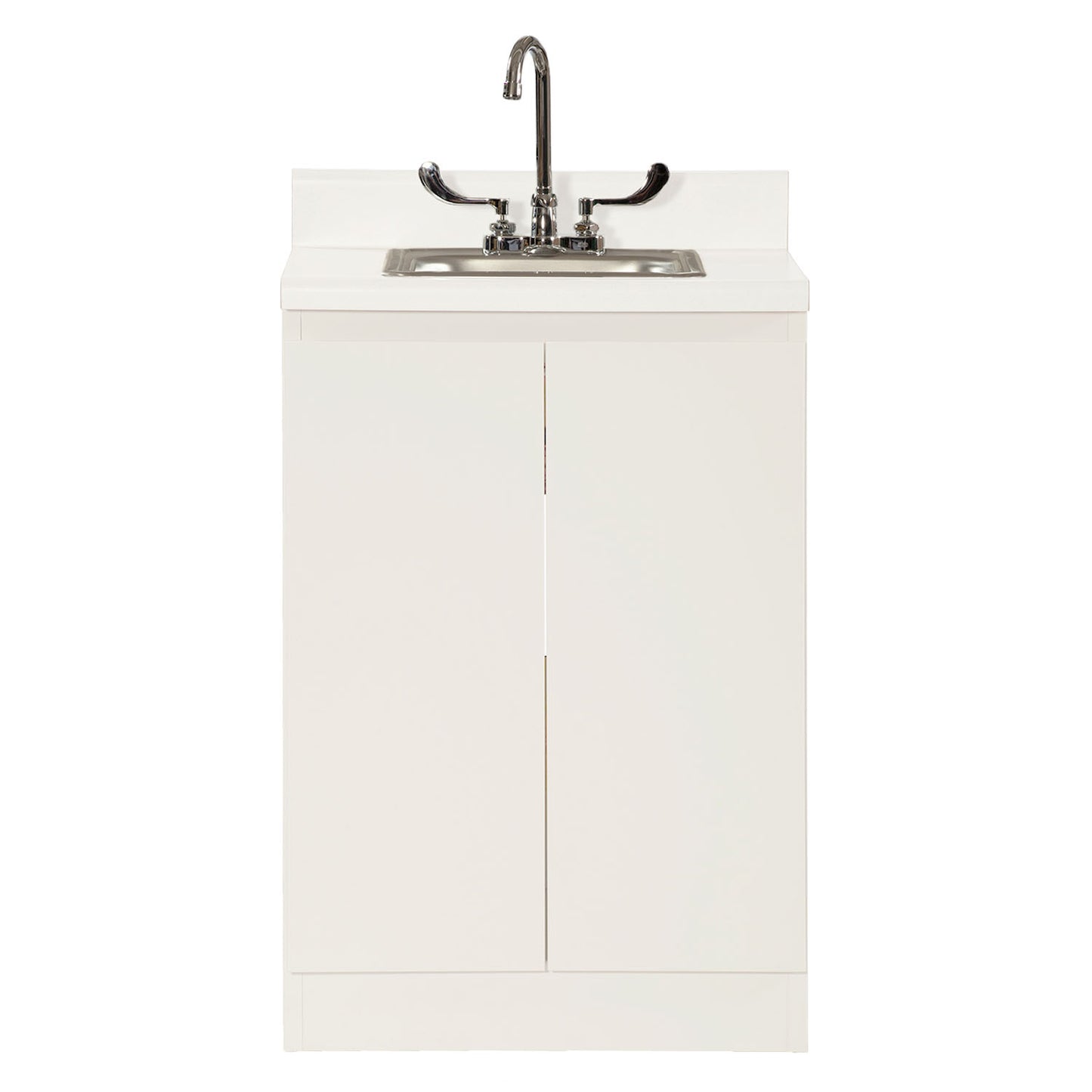 Base Cabinet, Steel, 24", with Stainless Steel Sink & Faucet, Two (2) Doors, Quiet White (DROP SHIP ONLY)
