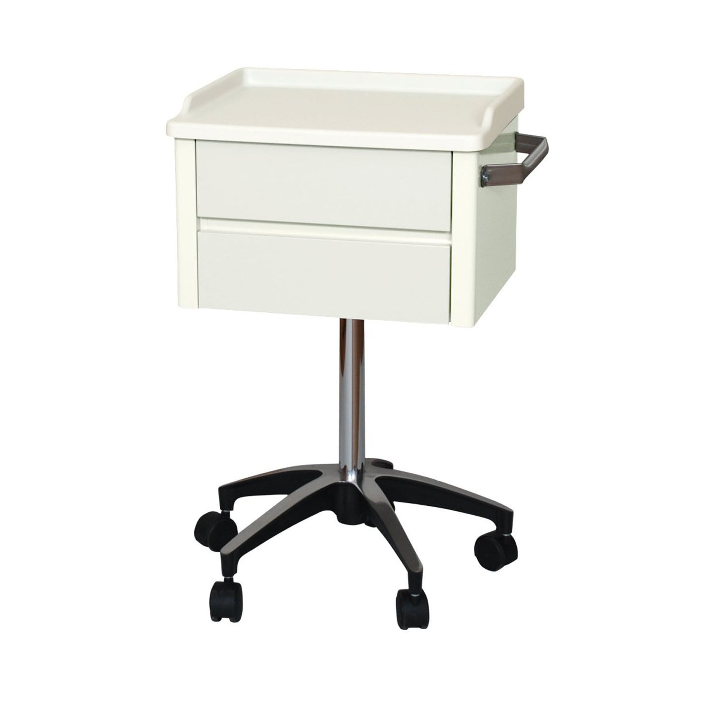 Special Procedure Cart, 6620 with Two (2) Heavy Duty Steel, Easy to Clean Drawers, Stainless Steel Push Handle, Kydex Work Surface with No-Spill Edge, Five (5) Leg Base with 2" (5.1cm) Twin Wheel Carpet Casters for Maximum Stability, Quiet White (DROP SHIP ONLY)