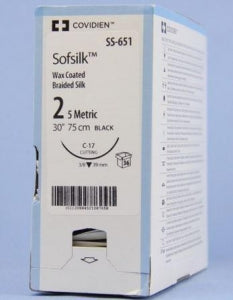 Suture, Reverse Cutting, Size 2, Black, 30", Needle C-17, 3/8 Circle, 3 dz/bx (Continental US Only)