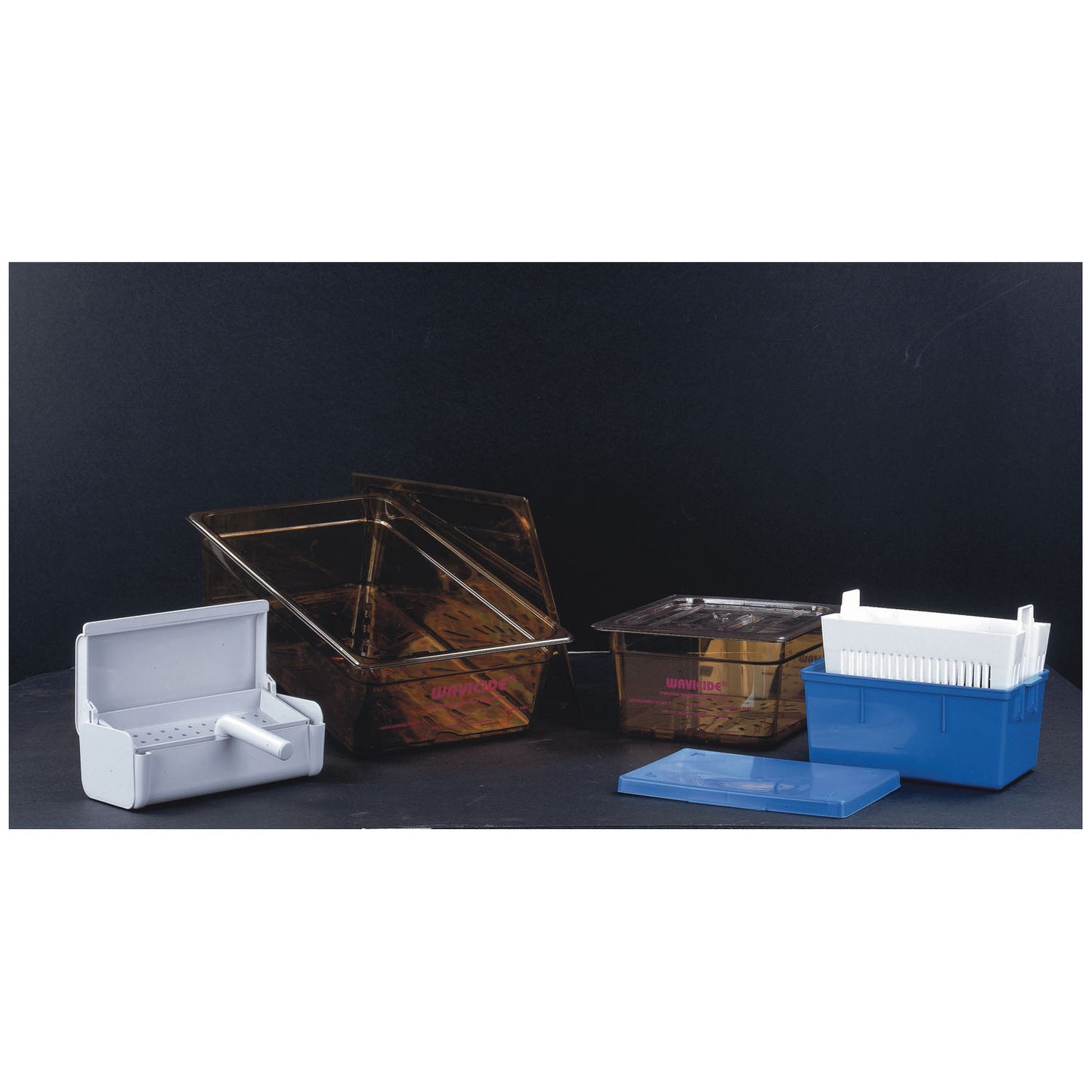 Soaking Tray, 9_" x 6_" x 4_" + 3_", Small Blue with Basket