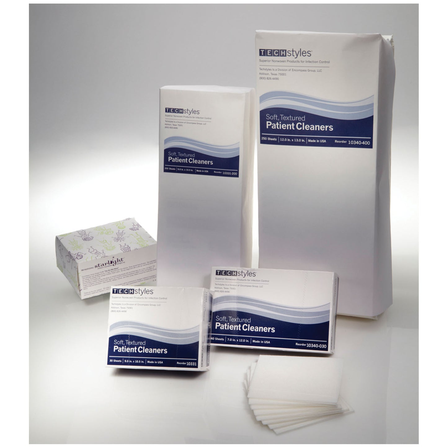 General Cleaner, 7" x 13_", White, 250/bg, 8 bg/cs