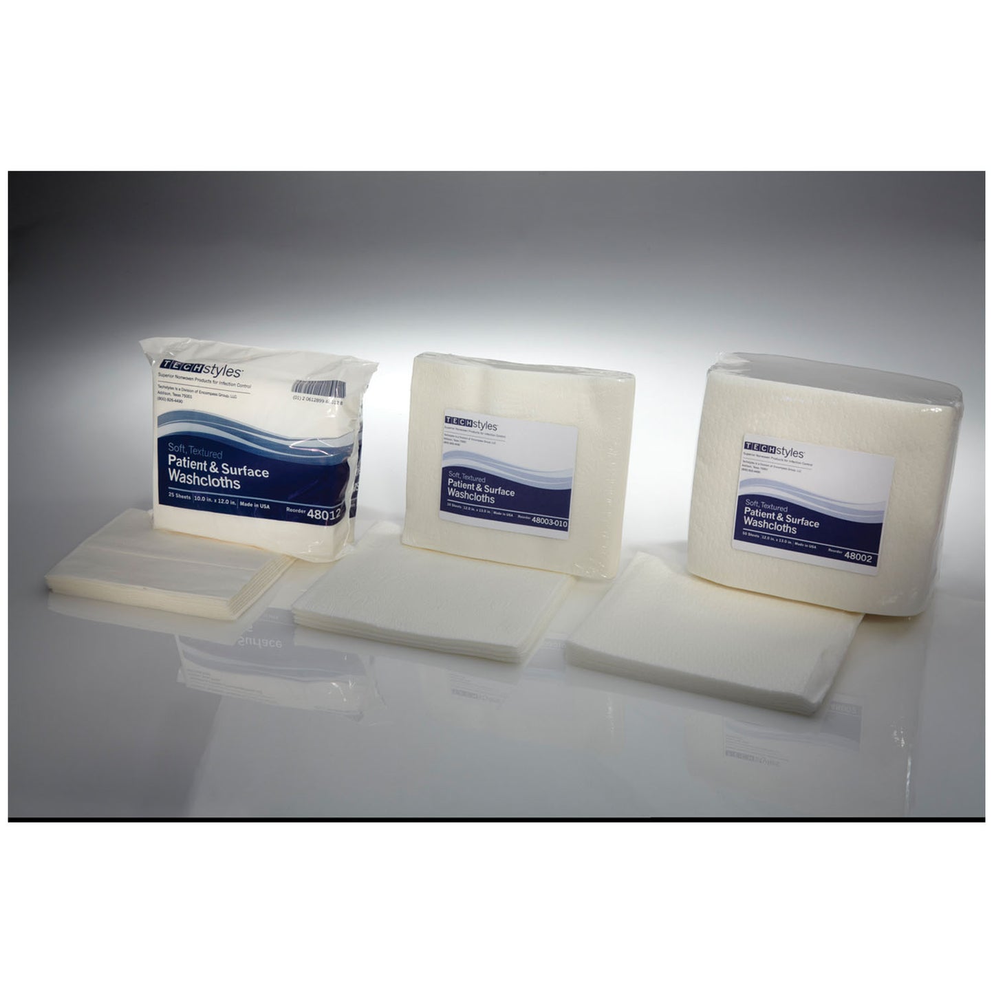 Washcloth, Air Laid, 10" x 12", White, 25/bg, 20 bg/cs