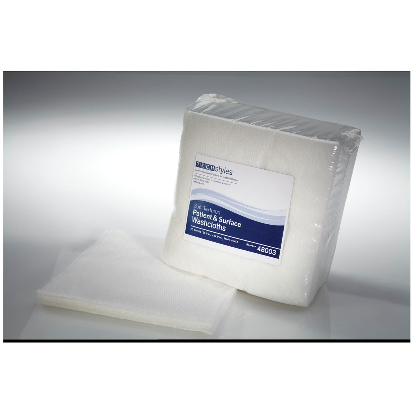 Washcloth, Rayon Polyester Spunlace, 12" x 13", White, 50/bg, 20 bg/cs